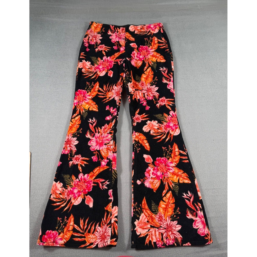 No‎ Boundaries Corduroy Floral Flare Pants Bell Bottoms  Boho Y2K Juniors 11-13